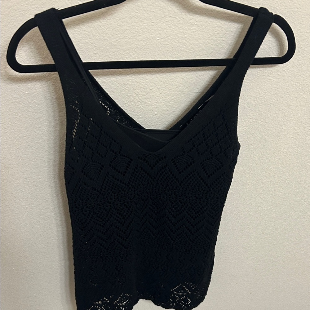 Ralph Lauren Black Crochet Tank Top
